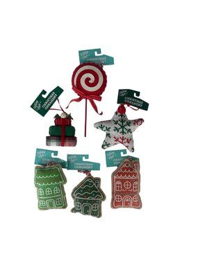 Holiday Style Christmas Ornament Set of 6 Material Knit New